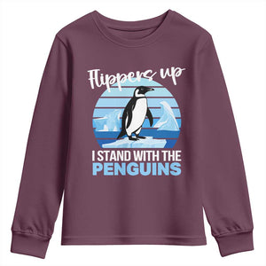 Funny Penguin Resist Youth Sweatshirt Flippers Up I Stand With The Penguins TS02 Maroon Print Your Wear