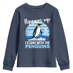 Funny Penguin Resist Youth Sweatshirt Flippers Up I Stand With The Penguins TS02 Navy Print Your Wear