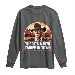 Trump Tariffs Cowboy Long Sleeve Shirt Theres A New Tariff In Town Western TS02 Dark Heather Print Your Wear