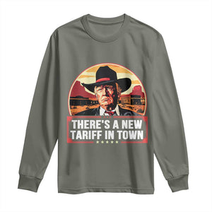 Trump Tariffs Cowboy Long Sleeve Shirt Theres A New Tariff In Town Western TS02 Military Green Print Your Wear