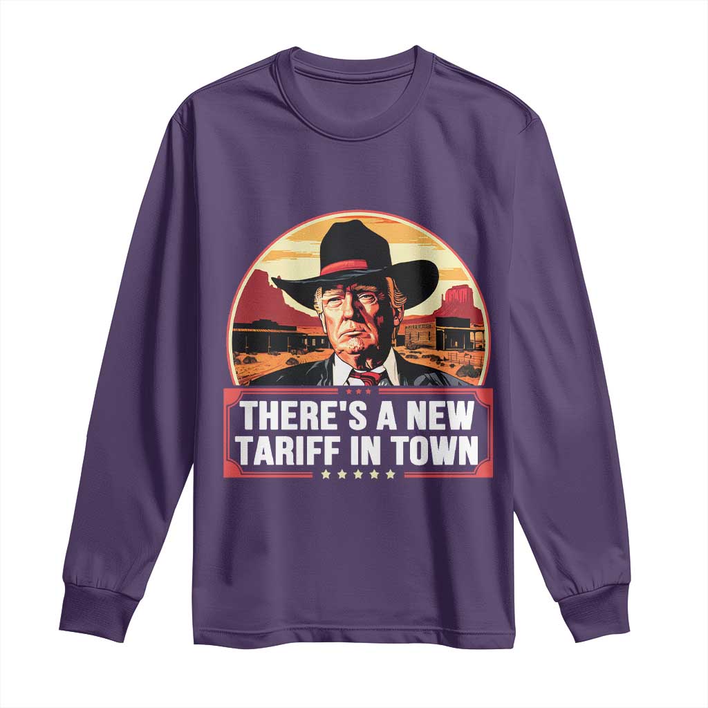 Trump Tariffs Cowboy Long Sleeve Shirt Theres A New Tariff In Town Western TS02 Purple Print Your Wear