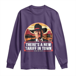 Trump Tariffs Cowboy Long Sleeve Shirt Theres A New Tariff In Town Western TS02 Purple Print Your Wear