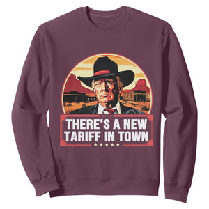 Trump Tariffs Cowboy Sweatshirt Theres A New Tariff In Town Western TS02 Maroon Print Your Wear