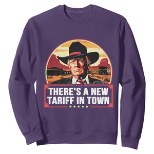 Trump Tariffs Cowboy Sweatshirt Theres A New Tariff In Town Western TS02 Purple Print Your Wear