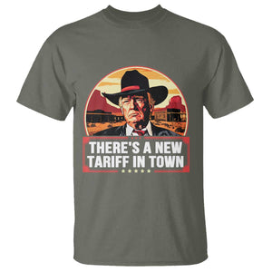 Trump Tariffs Cowboy T Shirt Theres A New Tariff In Town Western TS02 Military Green Print Your Wear