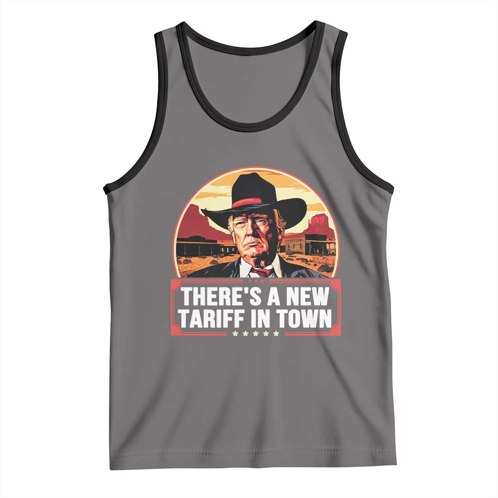 Trump Tariffs Cowboy Tank Top Theres A New Tariff In Town Western TS02 Deep Heather Black Print Your Wear