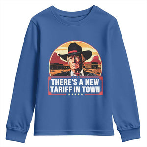 Trump Tariffs Cowboy Youth Sweatshirt Theres A New Tariff In Town Western TS02 Royal Blue Print Your Wear