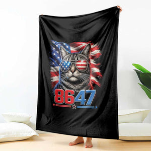 Cool 8647 Patriotic Cat Throw Blanket American Flag Sunglasses Tabby Cat Political Satire TS02 Print Your Wear