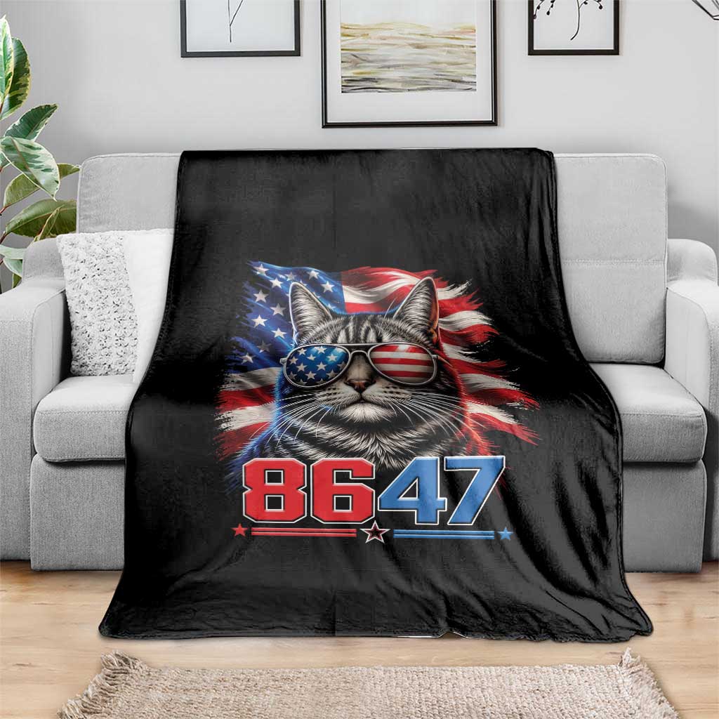Cool 8647 Patriotic Cat Throw Blanket American Flag Sunglasses Tabby Cat Political Satire TS02 Print Your Wear