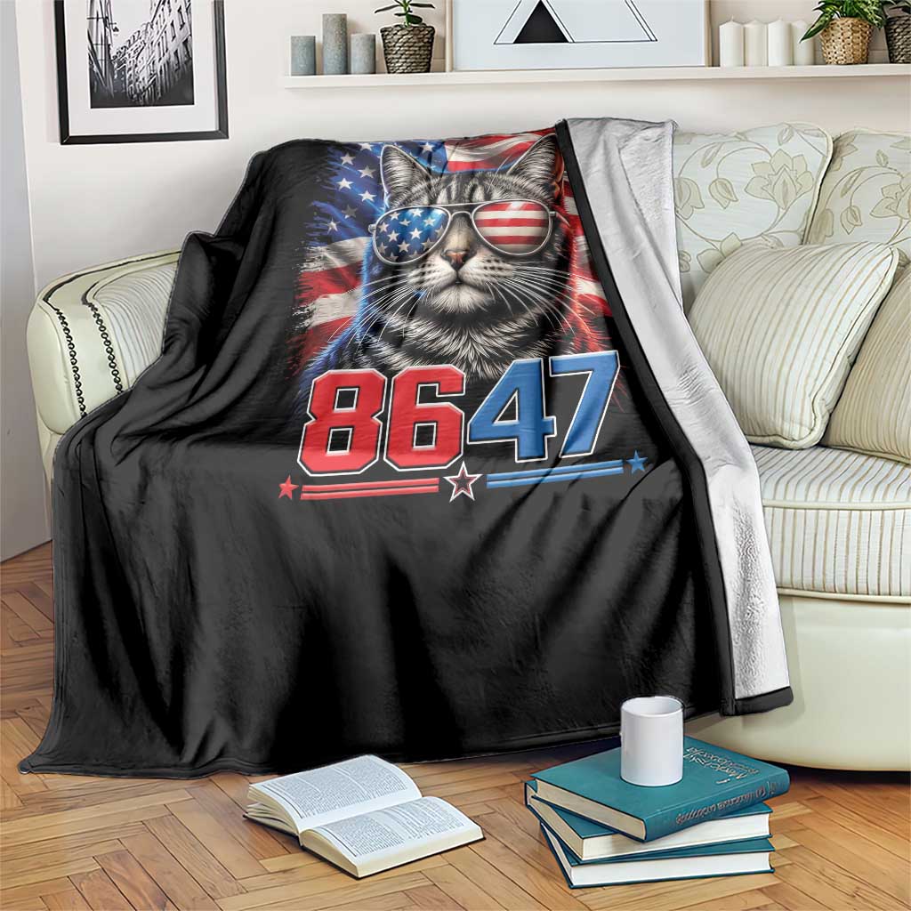 Cool 8647 Patriotic Cat Throw Blanket American Flag Sunglasses Tabby Cat Political Satire TS02 Print Your Wear