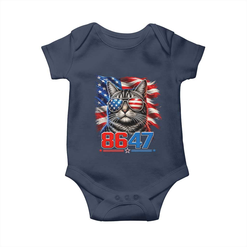 Cool 8647 Patriotic Cat Baby Onesie American Flag Sunglasses Tabby Cat Political Satire TS02 Navy Print Your Wear