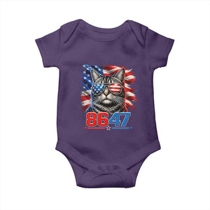 Cool 8647 Patriotic Cat Baby Onesie American Flag Sunglasses Tabby Cat Political Satire TS02 Purple Print Your Wear