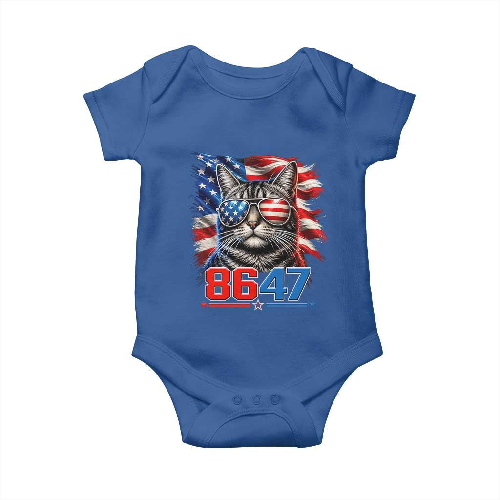 Cool 8647 Patriotic Cat Baby Onesie American Flag Sunglasses Tabby Cat Political Satire TS02 Royal Blue Print Your Wear