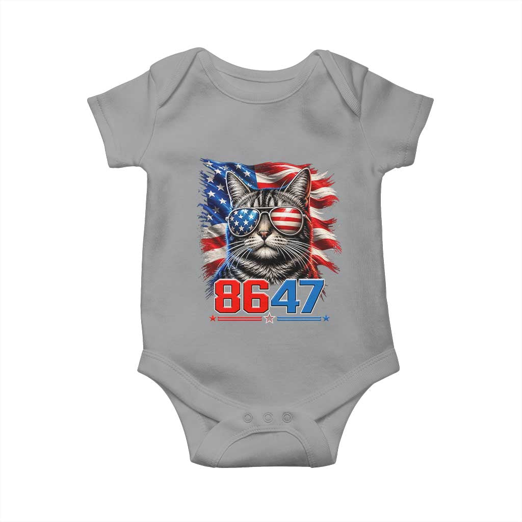 Cool 8647 Patriotic Cat Baby Onesie American Flag Sunglasses Tabby Cat Political Satire TS02 Sport Gray Print Your Wear