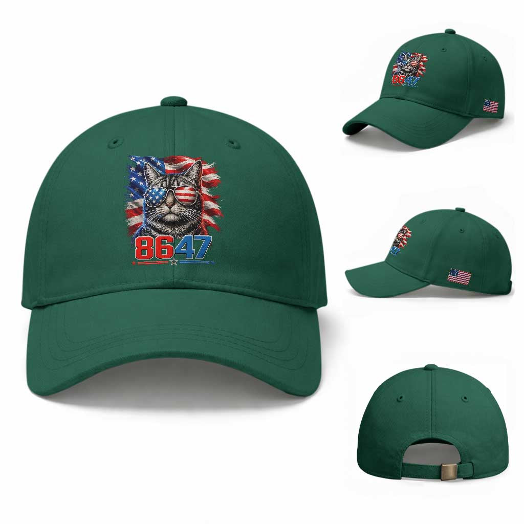 Cool 8647 Patriotic Cat Baseball Cap American Flag Sunglasses Tabby Cat Political Satire TS02 Baseball Cap Universal Fit Irish Green Print Your Wear