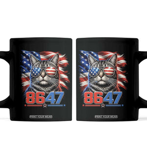 Cool 8647 Patriotic Cat Coffee Mug American Flag Sunglasses Tabby Cat Political Satire TS02 Black Print Your Wear