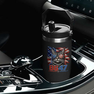 Cool 8647 Patriotic Cat Flip Straw Tumbler American Flag Sunglasses Tabby Cat Political Satire TS02 Print Your Wear