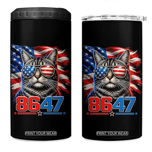 Cool 8647 Patriotic Cat 4 in 1 Can Cooler Tumbler American Flag Sunglasses Tabby Cat Political Satire TS02 One Size: 16 oz Black Print Your Wear