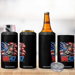 Cool 8647 Patriotic Cat 4 in 1 Can Cooler Tumbler American Flag Sunglasses Tabby Cat Political Satire TS02 Print Your Wear