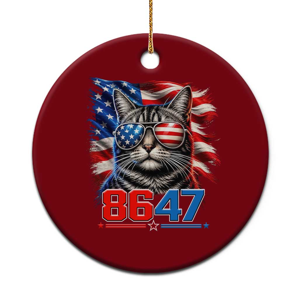 Cool 8647 Patriotic Cat Ceramic Ornament American Flag Sunglasses Tabby Cat Political Satire TS02 1pc Red Print Your Wear