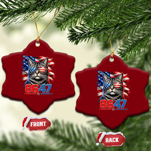 Cool 8647 Patriotic Cat Ceramic Ornament American Flag Sunglasses Tabby Cat Political Satire TS02 Print Your Wear
