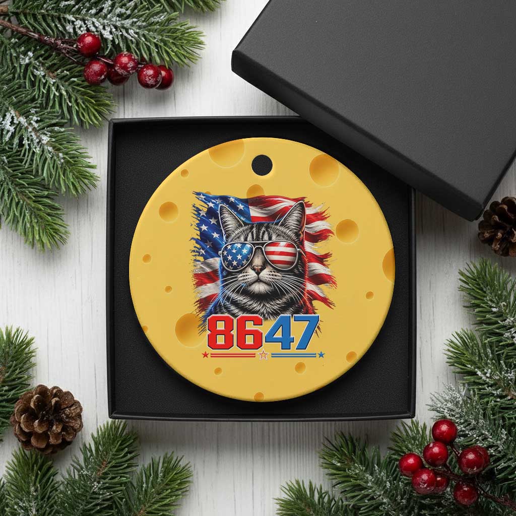 Cool 8647 Patriotic Cat Ceramic Ornament American Flag Sunglasses Tabby Cat Political Satire TS02 1pc Yellow Cheese Print Your Wear