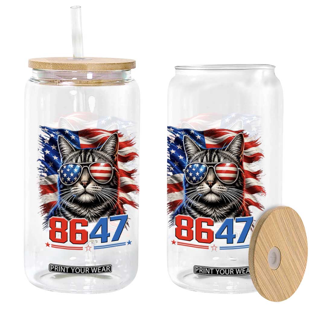 Cool 8647 Patriotic Cat Glass Can American Flag Sunglasses Tabby Cat Political Satire TS02 Print Your Wear