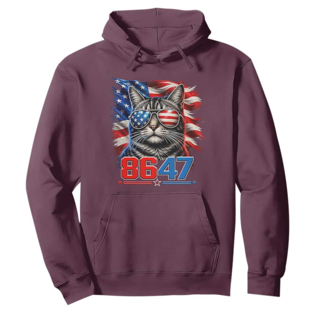 Cool 8647 Patriotic Cat Hoodie American Flag Sunglasses Tabby Cat Political Satire TS02 Maroon Print Your Wear