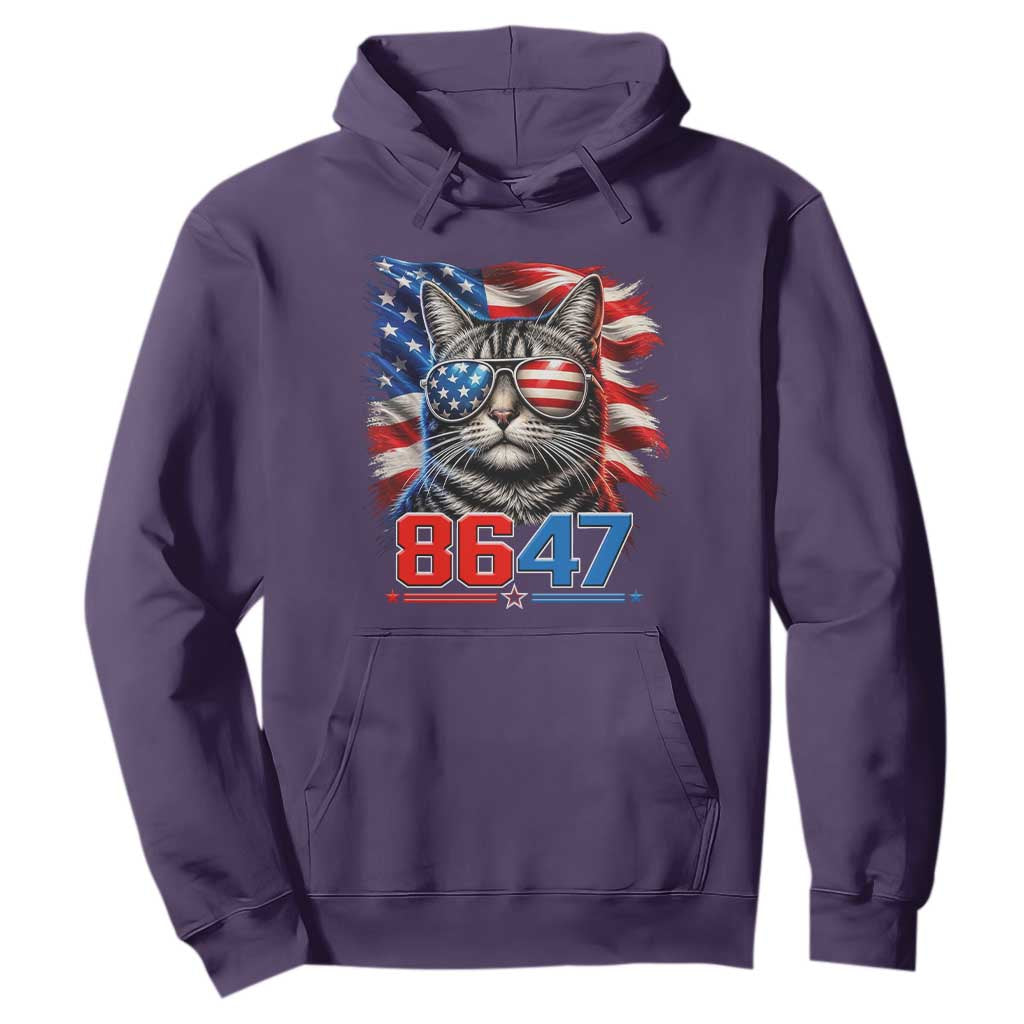Cool 8647 Patriotic Cat Hoodie American Flag Sunglasses Tabby Cat Political Satire TS02 Purple Print Your Wear