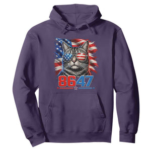 Cool 8647 Patriotic Cat Hoodie American Flag Sunglasses Tabby Cat Political Satire TS02 Purple Print Your Wear