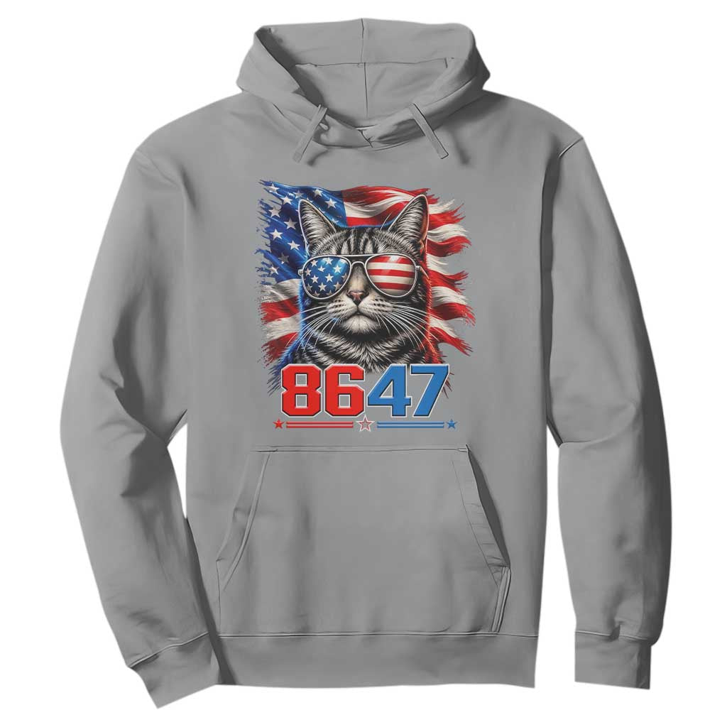 Cool 8647 Patriotic Cat Hoodie American Flag Sunglasses Tabby Cat Political Satire TS02 Sport Gray Print Your Wear