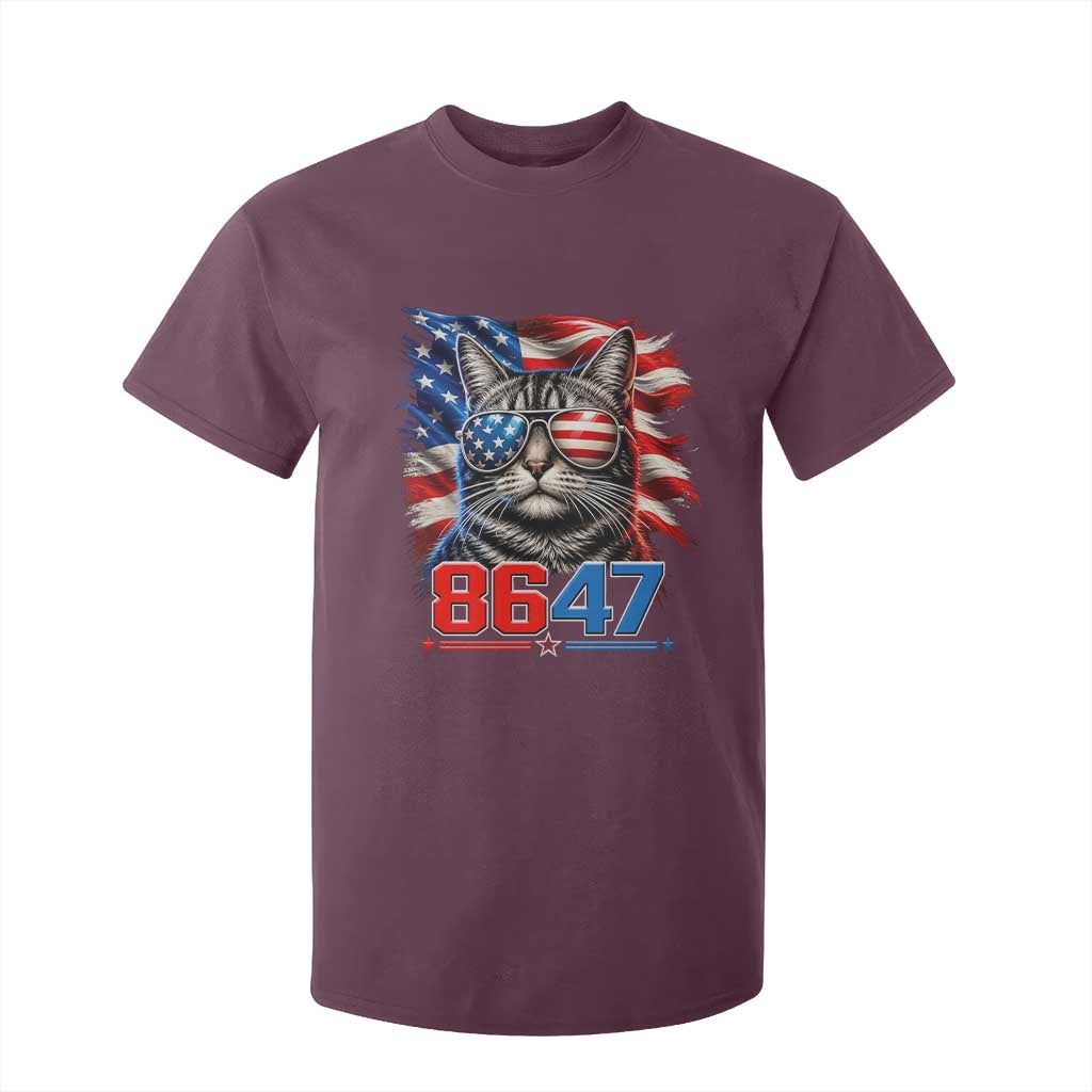 Cool 8647 Patriotic Cat T Shirt For Kid American Flag Sunglasses Tabby Cat Political Satire TS02 Maroon Print Your Wear