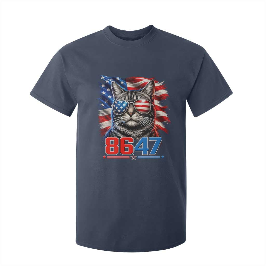 Cool 8647 Patriotic Cat T Shirt For Kid American Flag Sunglasses Tabby Cat Political Satire TS02 Navy Print Your Wear