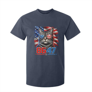 Cool 8647 Patriotic Cat T Shirt For Kid American Flag Sunglasses Tabby Cat Political Satire TS02 Navy Print Your Wear