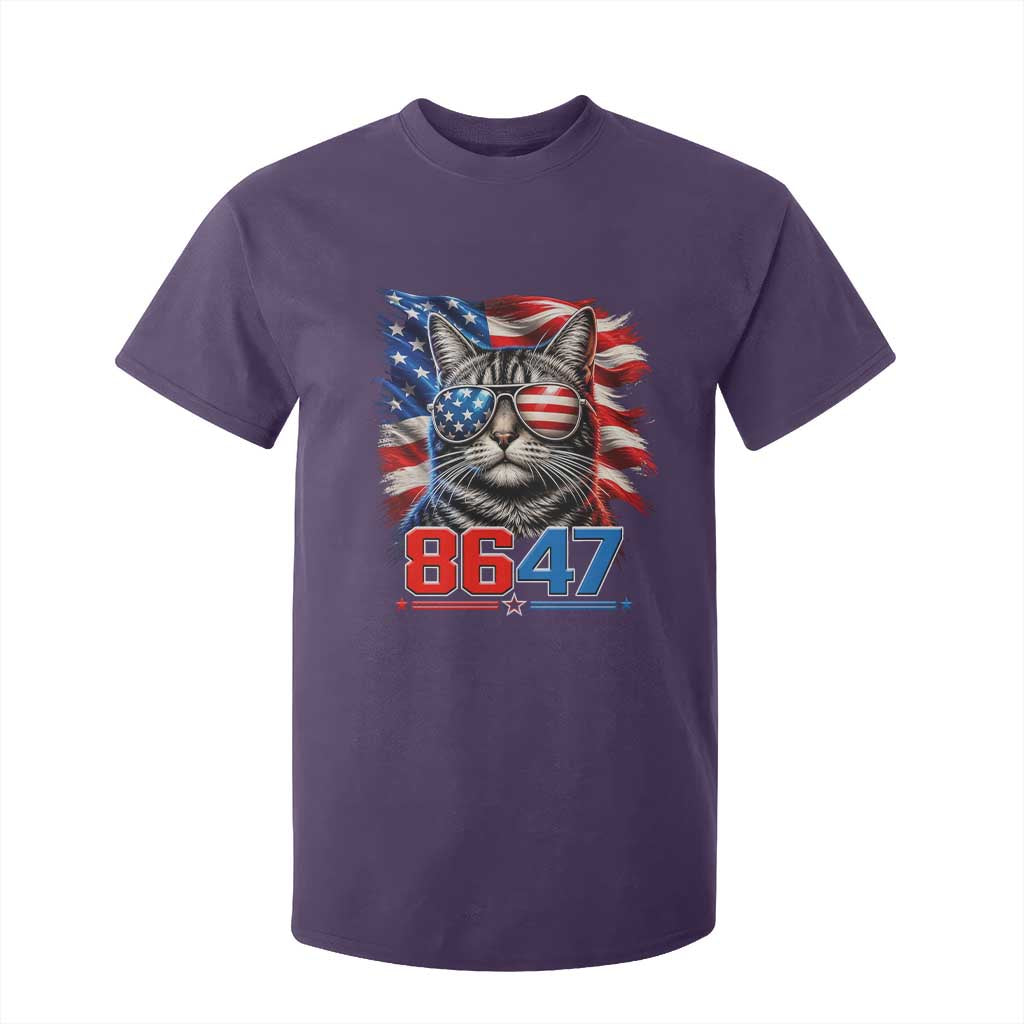 Cool 8647 Patriotic Cat T Shirt For Kid American Flag Sunglasses Tabby Cat Political Satire TS02 Purple Print Your Wear