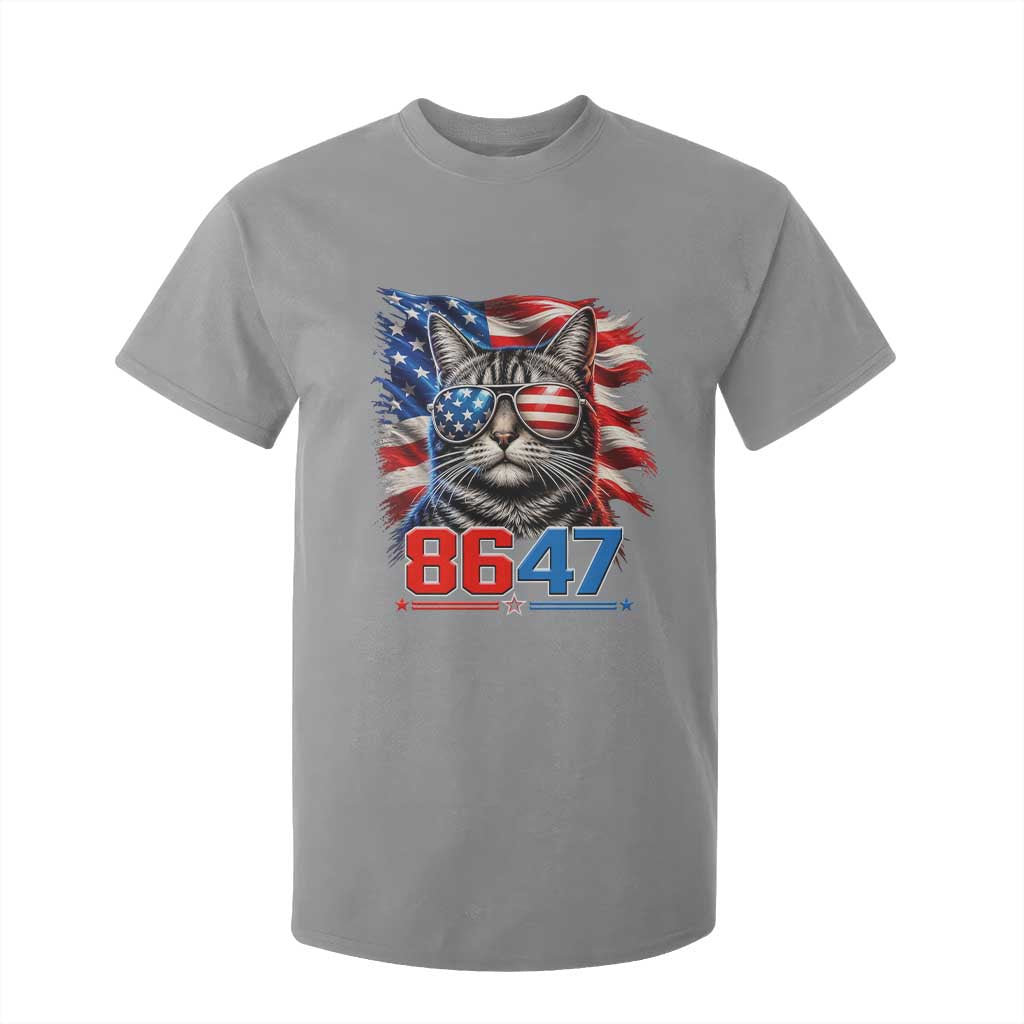 Cool 8647 Patriotic Cat T Shirt For Kid American Flag Sunglasses Tabby Cat Political Satire TS02 Sport Gray Print Your Wear