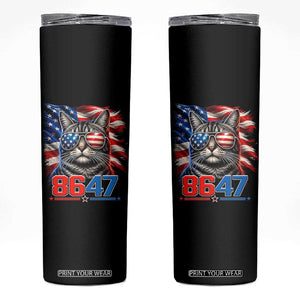 Cool 8647 Patriotic Cat Skinny Tumbler American Flag Sunglasses Tabby Cat Political Satire TS02 Black Print Your Wear