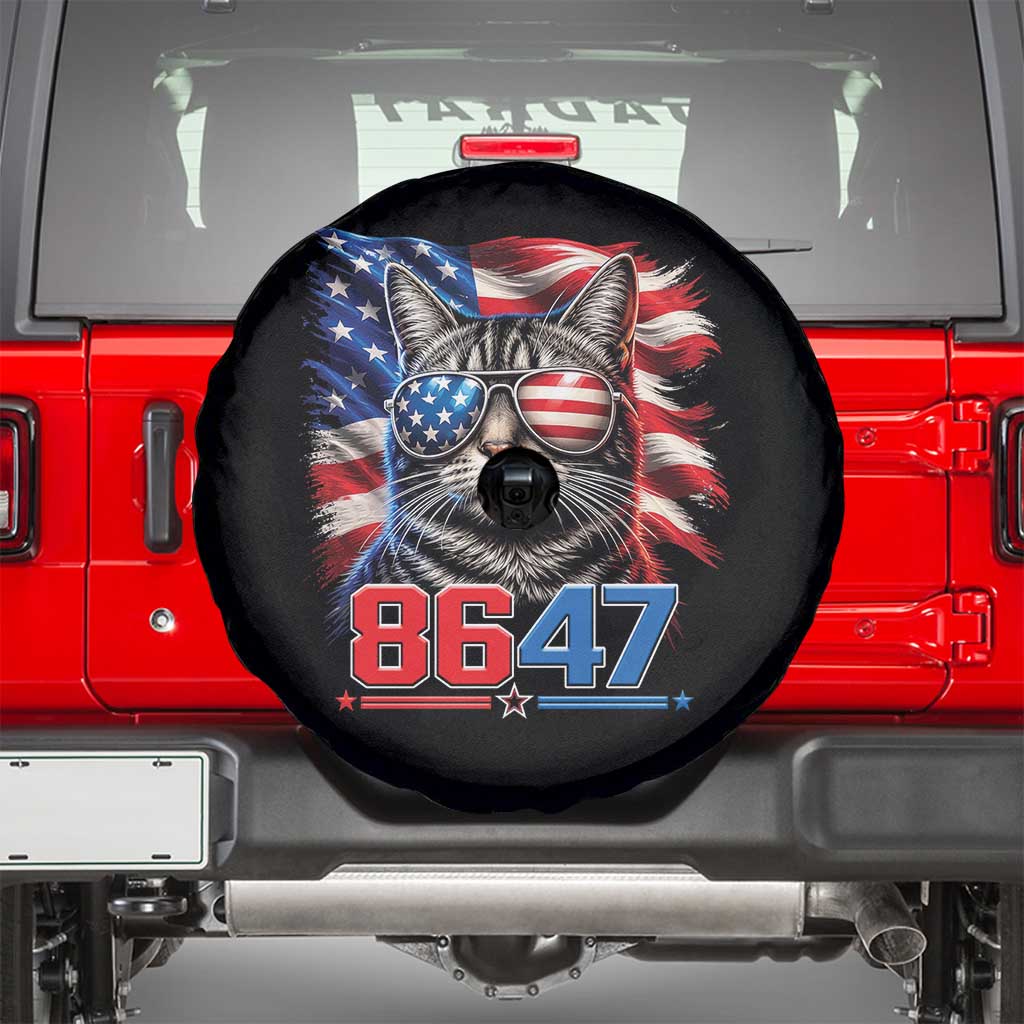 Cool 8647 Patriotic Cat Spare Tire Cover American Flag Sunglasses Tabby Cat Political Satire TS02 Black Print Your Wear