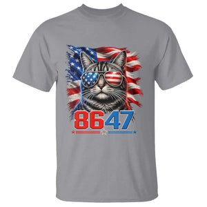 Cool 8647 Patriotic Cat T Shirt American Flag Sunglasses Tabby Cat Political Satire TS02 Sport Gray Print Your Wear