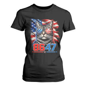 Cool 8647 Patriotic Cat T Shirt For Women American Flag Sunglasses Tabby Cat Political Satire TS02 Black Print Your Wear