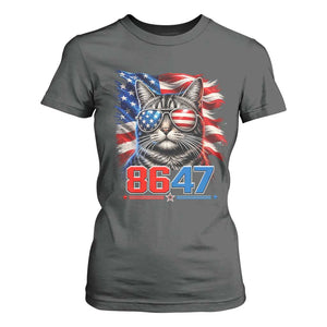 Cool 8647 Patriotic Cat T Shirt For Women American Flag Sunglasses Tabby Cat Political Satire TS02 Dark Heather Print Your Wear
