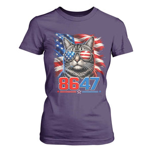 Cool 8647 Patriotic Cat T Shirt For Women American Flag Sunglasses Tabby Cat Political Satire TS02 Purple Print Your Wear
