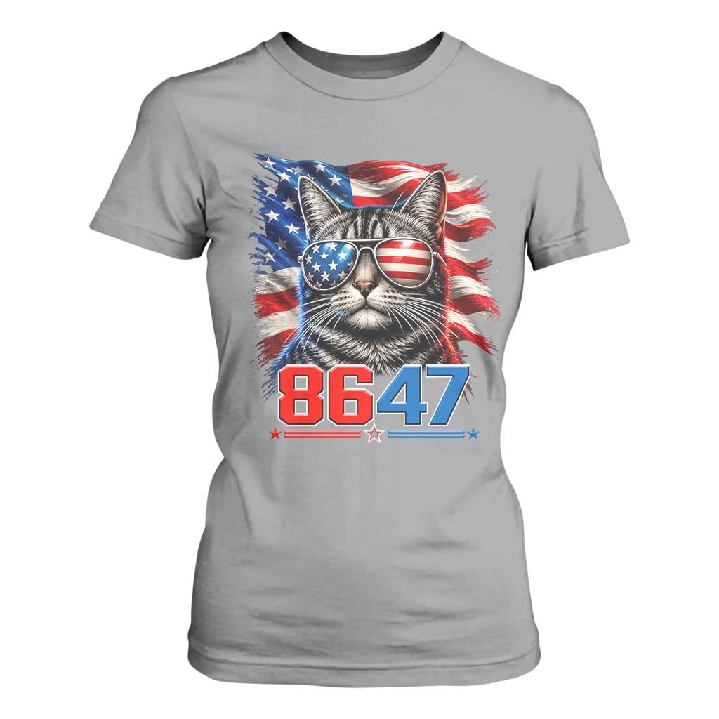 Cool 8647 Patriotic Cat T Shirt For Women American Flag Sunglasses Tabby Cat Political Satire TS02 Sport Gray Print Your Wear