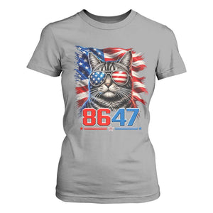 Cool 8647 Patriotic Cat T Shirt For Women American Flag Sunglasses Tabby Cat Political Satire TS02 Sport Gray Print Your Wear