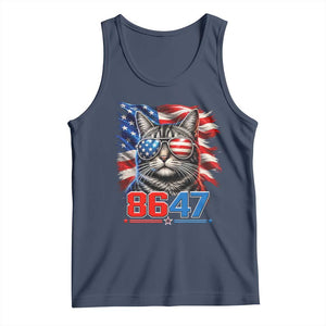 Cool 8647 Patriotic Cat Tank Top American Flag Sunglasses Tabby Cat Political Satire TS02 Navy Print Your Wear