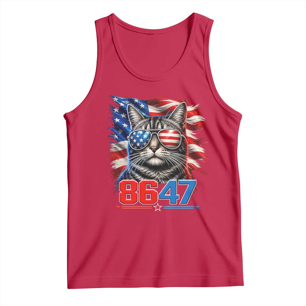 Cool 8647 Patriotic Cat Tank Top American Flag Sunglasses Tabby Cat Political Satire TS02 Red Print Your Wear