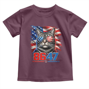 Cool 8647 Patriotic Cat Toddler T Shirt American Flag Sunglasses Tabby Cat Political Satire TS02 Maroon Print Your Wear