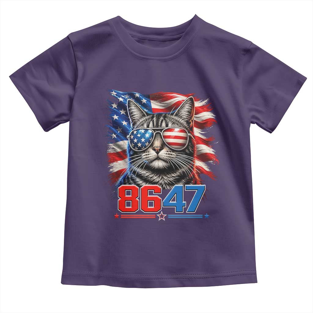 Cool 8647 Patriotic Cat Toddler T Shirt American Flag Sunglasses Tabby Cat Political Satire TS02 Purple Print Your Wear