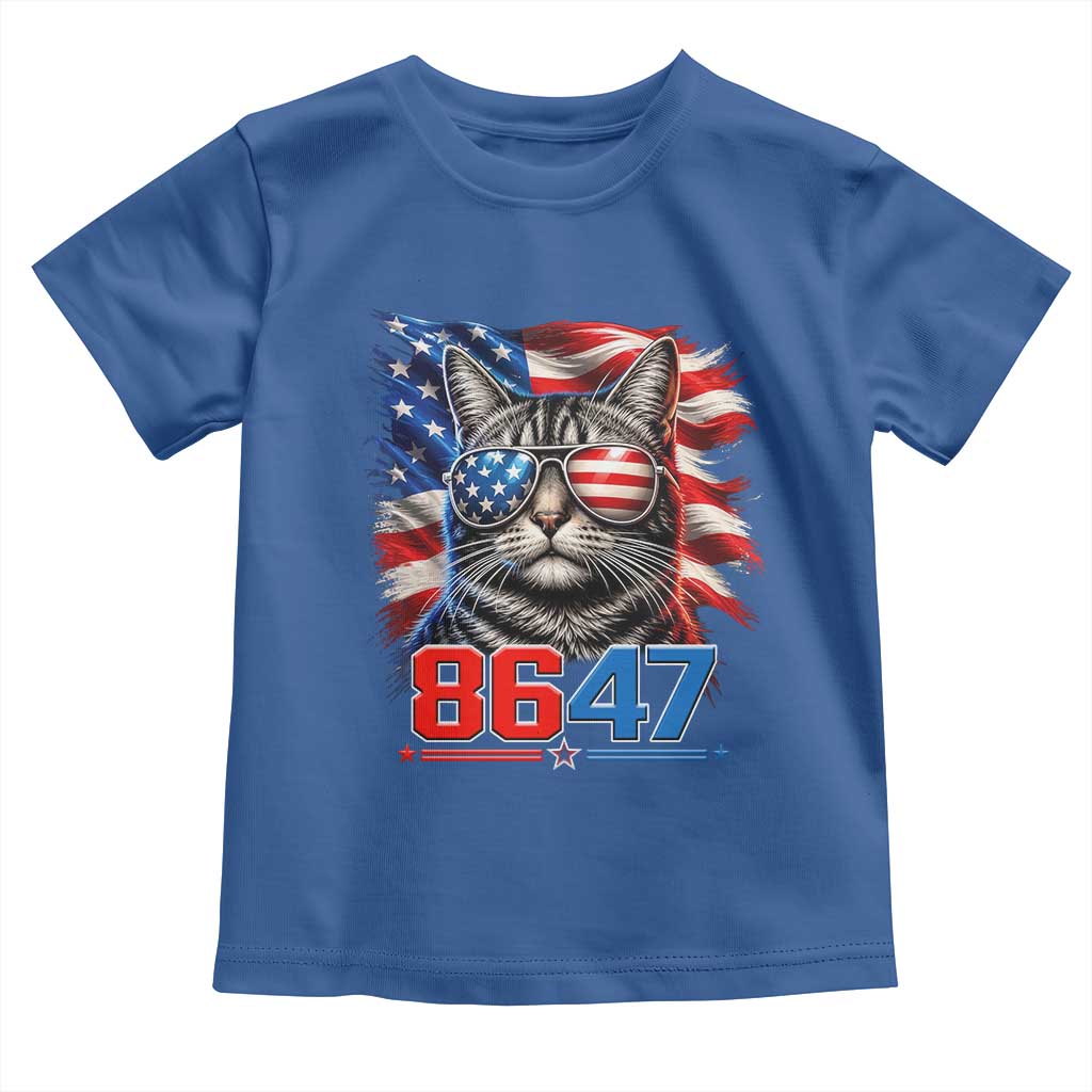 Cool 8647 Patriotic Cat Toddler T Shirt American Flag Sunglasses Tabby Cat Political Satire TS02 Royal Blue Print Your Wear