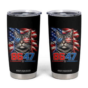 Cool 8647 Patriotic Cat Tumbler Cup American Flag Sunglasses Tabby Cat Political Satire TS02 Black Print Your Wear